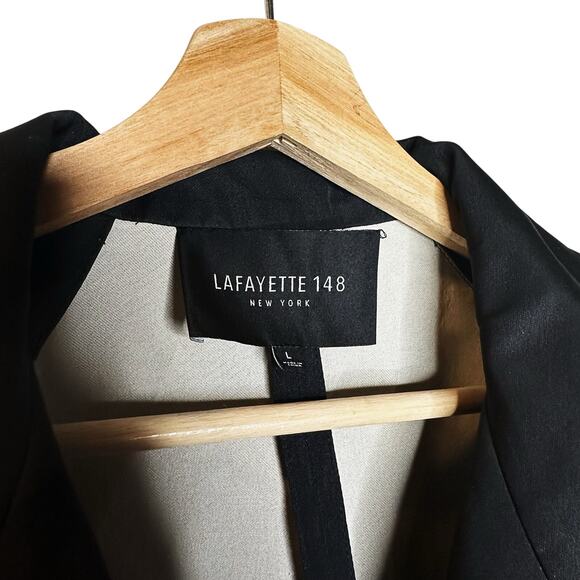 Lafayette 148 New York RARE Black White Raincoat Large Jacket Pockets Abstract - Picture 11 of 12